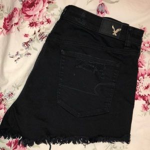 Black Distressed Jean Shorts